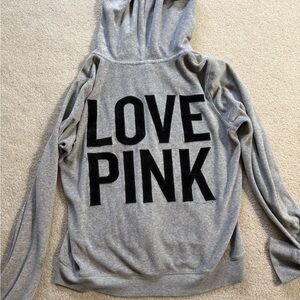 Victoria's Secret PINK velour gray zip up